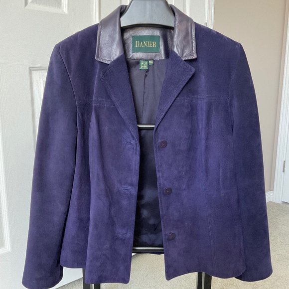 Danier Genuine Suede and Leather Purple Jacket Size Large - Picture 6 of 16